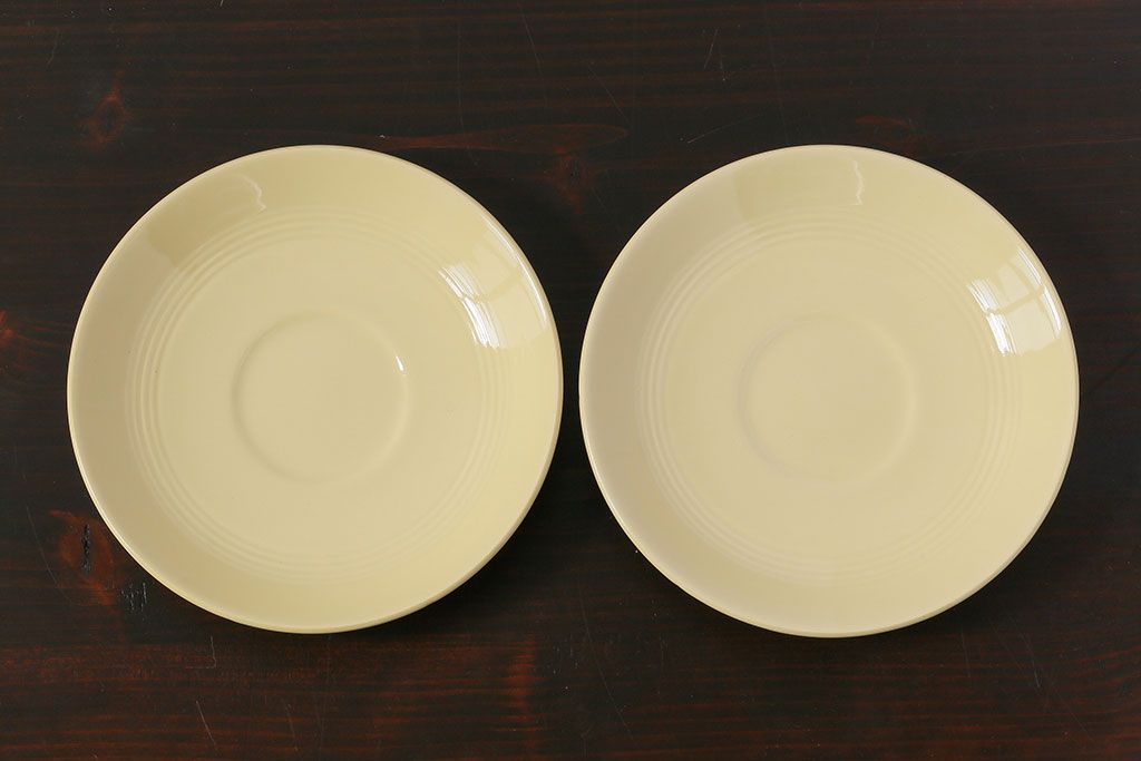 アンティーク雑貨　イギリスビンテージ　Woods ware(ウッズウエア)　Jasmine(ジャスミン)　レトロなトリオ2客セット