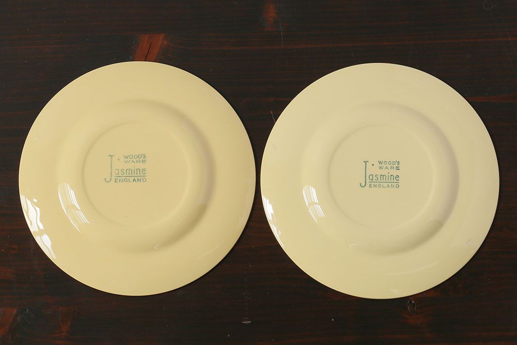 アンティーク雑貨　イギリスビンテージ　Woods ware(ウッズウエア)　Jasmine(ジャスミン)　レトロなトリオ2客セット