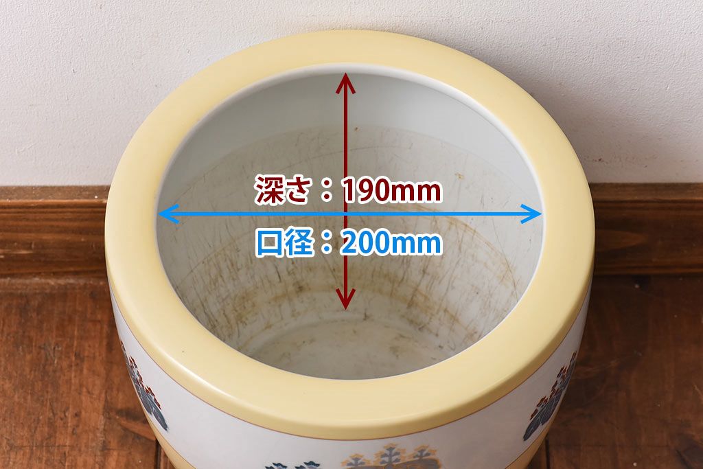 アンティーク雑貨　オールドノリタケ(則武、日陶)　月桂樹印　桐紋が和モダンを盛り上げる火鉢(手あぶり、鉢カバー、傘立て)(1)