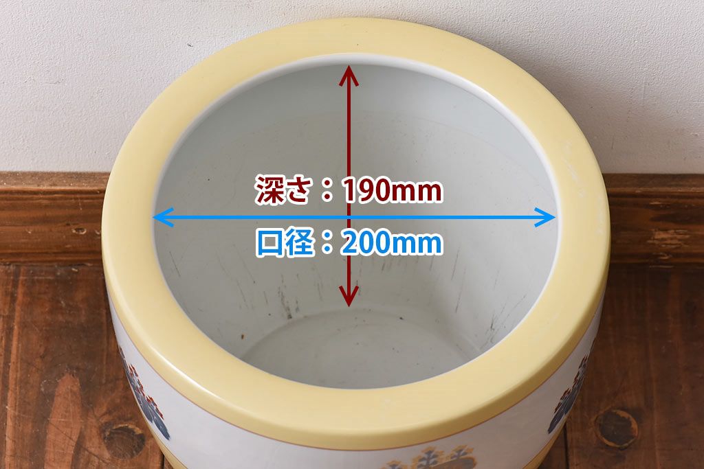 アンティーク雑貨　オールドノリタケ(則武、日陶)　月桂樹印　桐紋が和モダンを盛り上げる火鉢(手あぶり、鉢カバー、傘立て)(2)