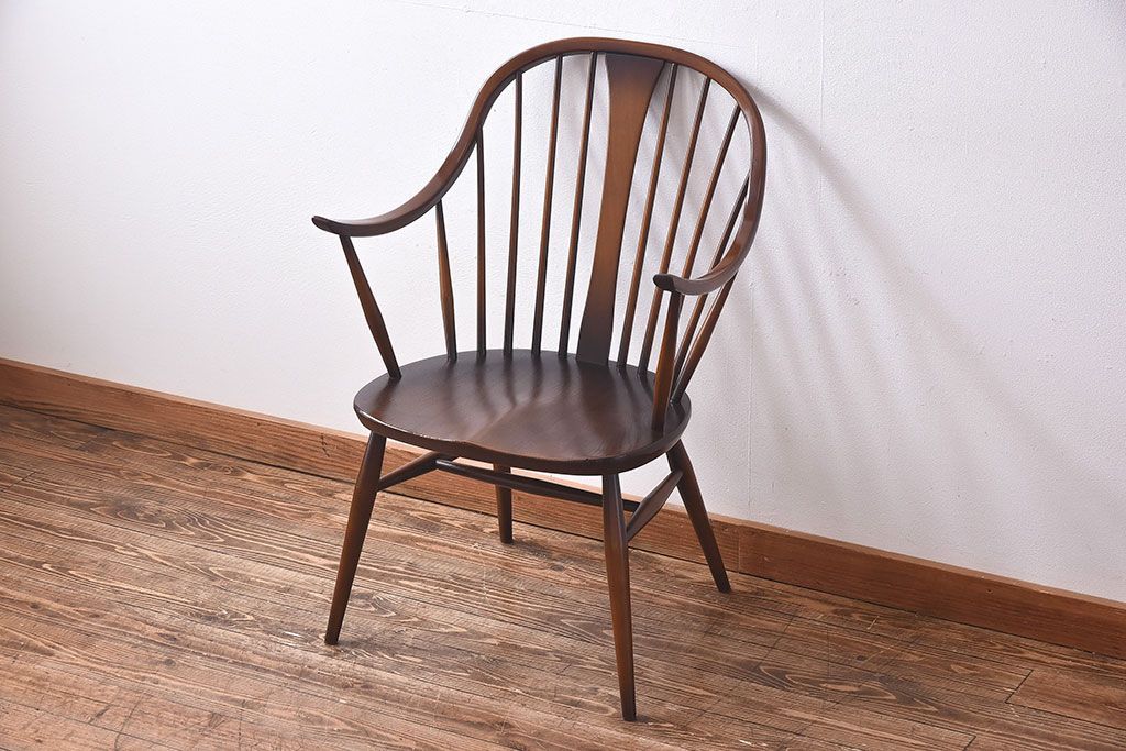 ヴィンテージ家具　【T様ご決済分】ERCOL(アーコール)　イギリスビンテージ　スモーカーズチェア(カウホーンチェア、ダイニングチェア)