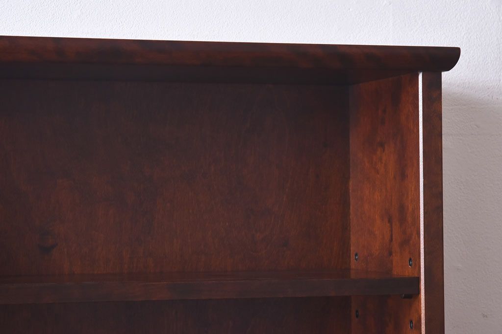 中古　北海道民芸家具　収納に便利な本棚のついたライティングビューロー(ビューローブックケース、簿記机)