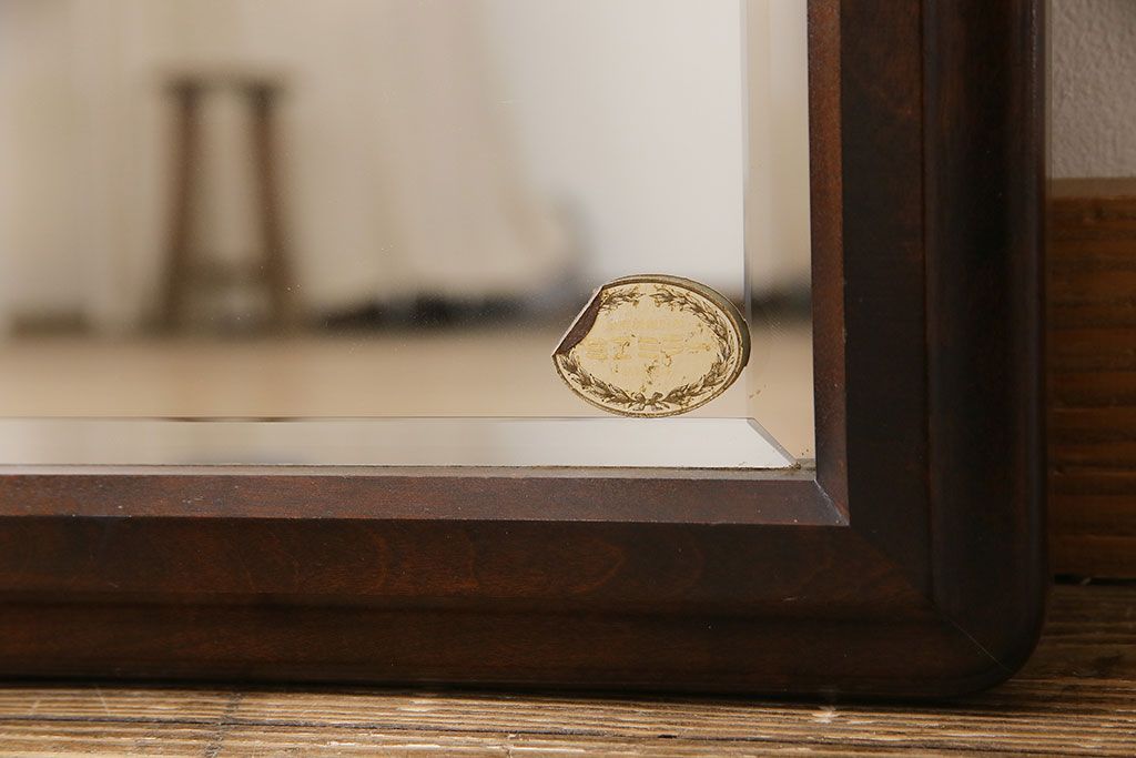 アンティーク雑貨　中古　北海道民芸家具　シンプルで上品な雰囲気漂うミラー(鏡)