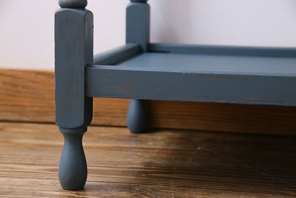 アンティーク雑貨　ペイント家具　オーク材　シャビーシックなサイドテーブル(カフェテーブル、花台)