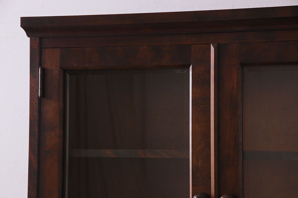 中古　北海道民芸家具　上品な雰囲気漂うビューローブックケース(ライティングビューロー、机、収納棚、本箱)(定価約50万円)(3)