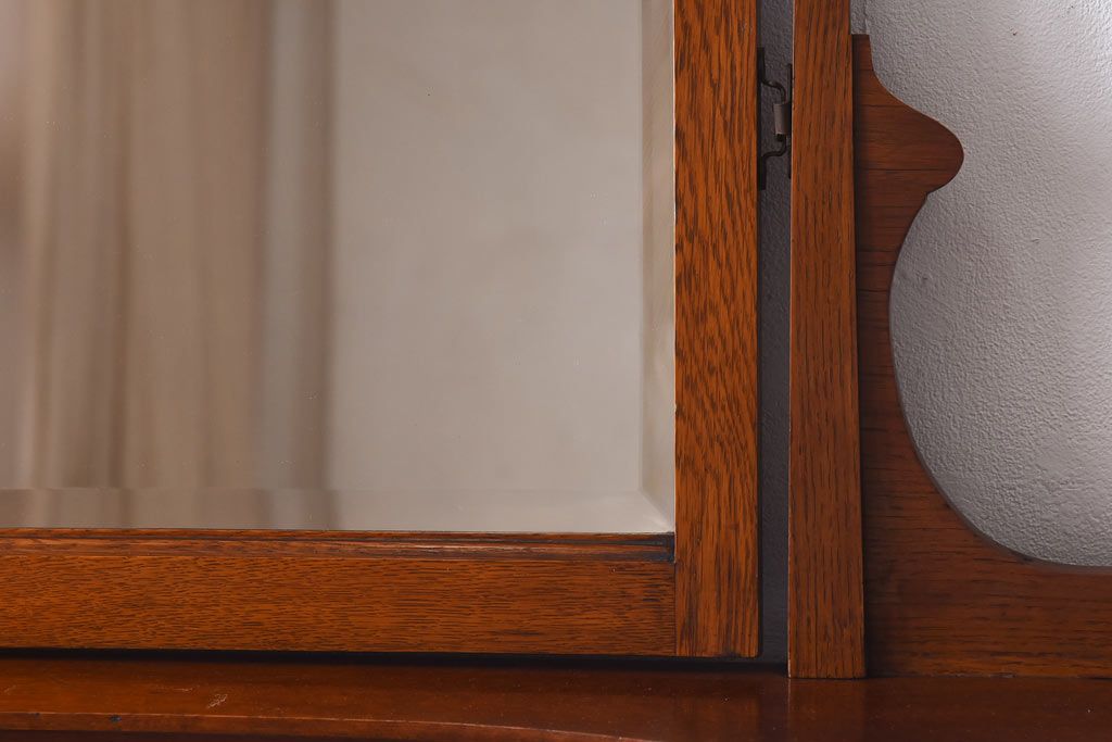 アンティーク家具　イギリスアンティーク　タイルのデザインが愛らしいミラー付きウォッシュスタンド(洗面台、ドレッシングチェスト、飾り台)