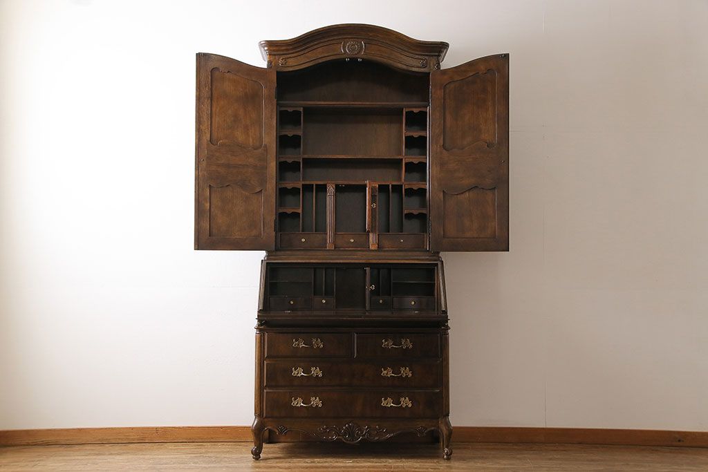 中古　DREXEL HERITAGE(ドレクセルヘリテイジ)　Old World(オールドワールド)　セクレタリー(ライティングビューロー、ワークデスク、在宅ワーク、在宅用、収納棚)(定価約226万円)(R-029290)