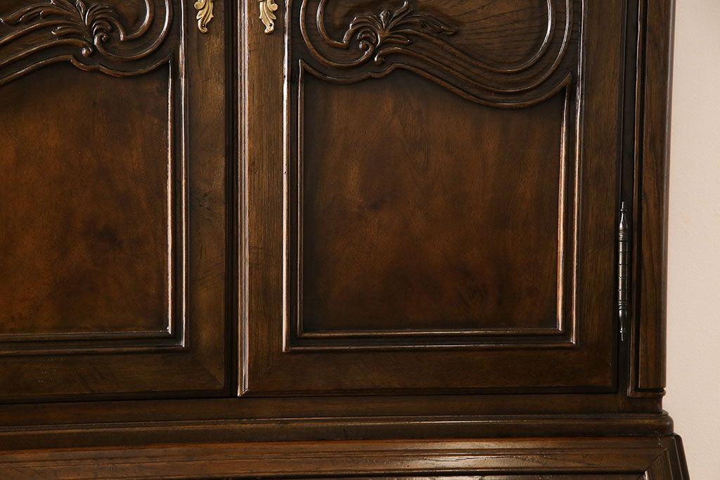 中古　DREXEL HERITAGE(ドレクセルヘリテイジ)　Old World(オールドワールド)　セクレタリー(ライティングビューロー、ワークデスク、在宅ワーク、在宅用、収納棚)(定価約226万円)(R-029290)