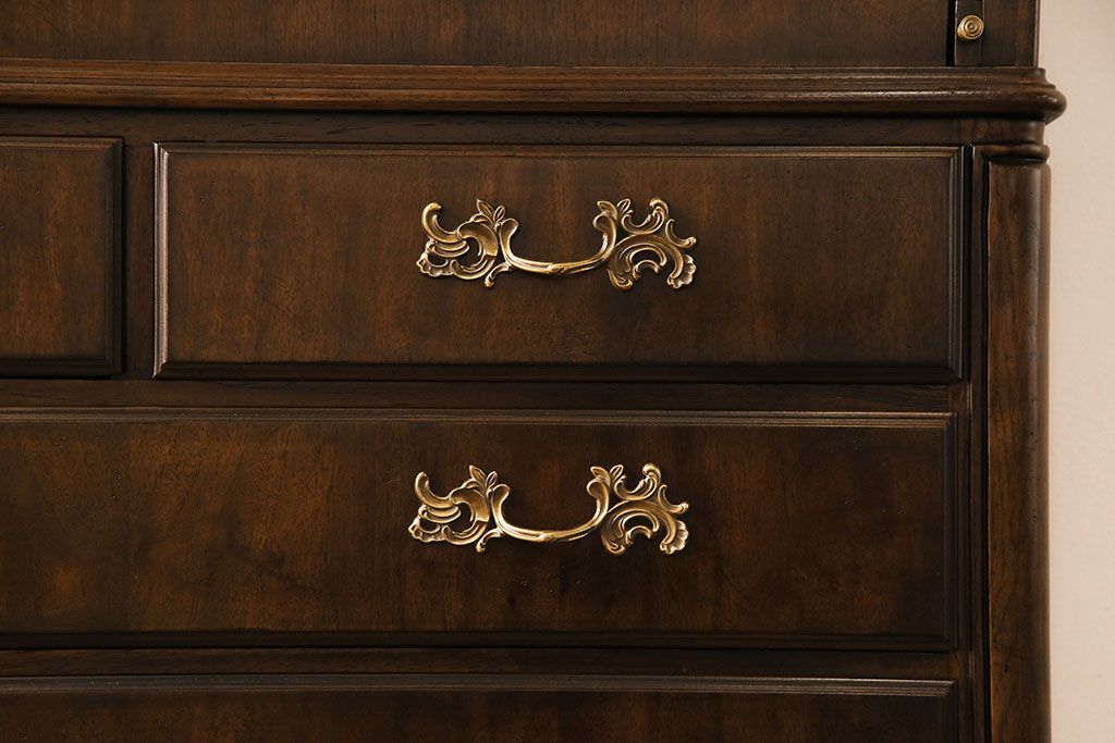 中古　DREXEL HERITAGE(ドレクセルヘリテイジ)　Old World(オールドワールド)　セクレタリー(ライティングビューロー、ワークデスク、在宅ワーク、在宅用、収納棚)(定価約226万円)(R-029290)
