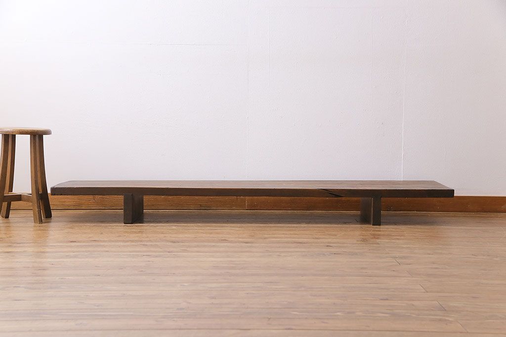 アンティーク家具　古民具・骨董　朴の木　味わい深い質感の裁ち板(作業台・テーブル・ローボード)