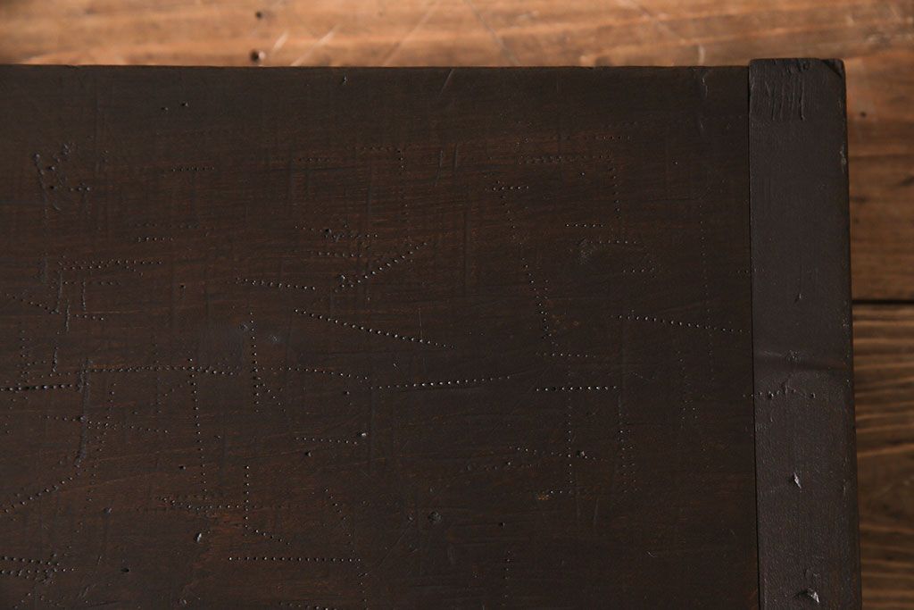 アンティーク家具　古民具・骨董　朴の木　落ち着いた深い色味の裁ち板(作業台・テーブル・ローボード)