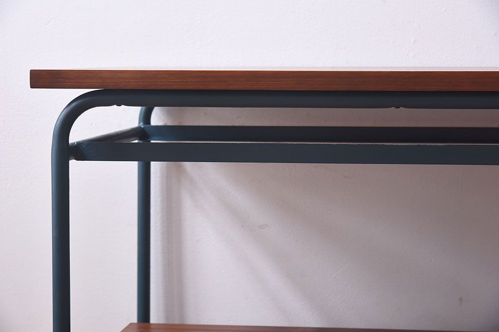 ペイント家具　ダークトーンが格好いい伸縮式リメイクサイドワゴン(トロリー、サイドデスク)