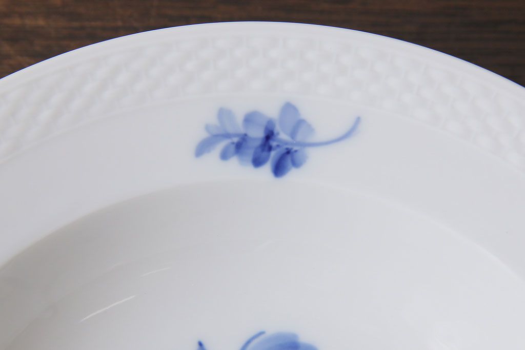 中古　ROYAL COPENHAGEN(ロイヤルコペンハーゲン)　ブルーフラワー　プレイン　23.5cmスープディッシュ2枚セット(ディーププレート)(2)