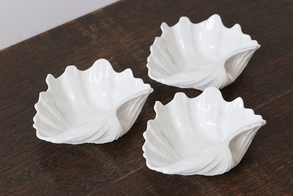 アンティーク雑貨 中古 イギリス Wedgwood(ウェッジウッド) NAUTILUS(ノーチラス) シェル型 ナッツディッシュ3枚セット(プレート)  | ラフジュ工房