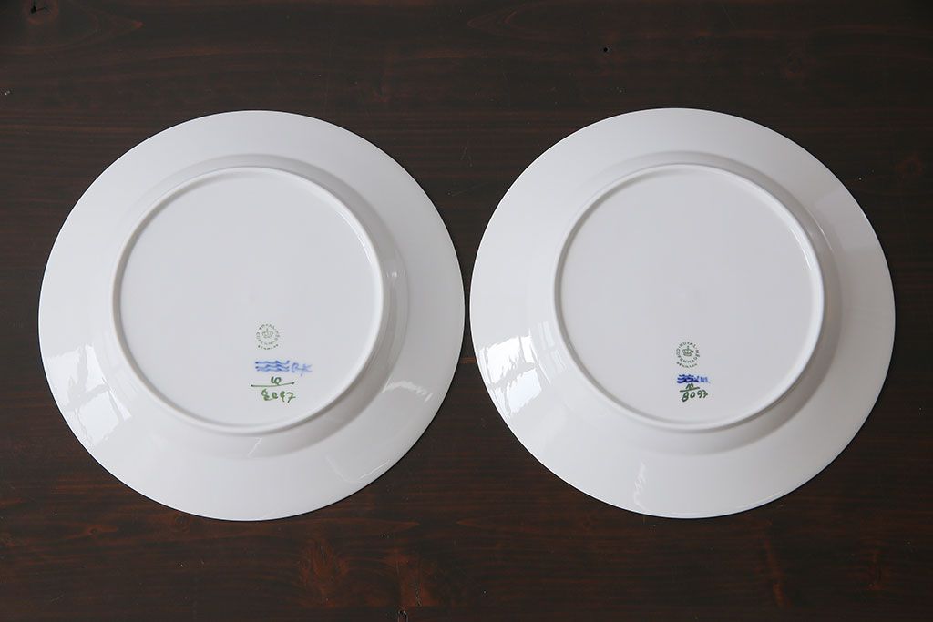 中古　ROYAL COPENHAGEN(ロイヤルコペンハーゲン)　ブルーフラワー　プレイン　25.5cmプレート2枚セット(大皿)(2)