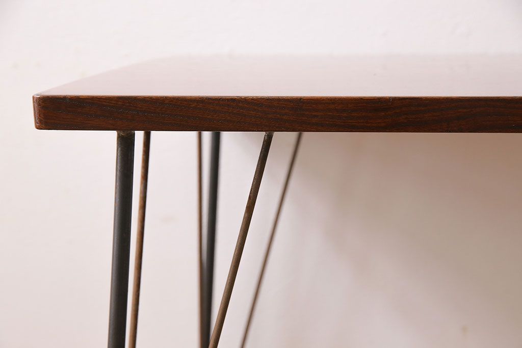 明治大正期　ケヤキ材一枚板使用　和を感じるリメイク鉄脚テーブル(カフェテーブル、センターテーブル、サイドテーブル)