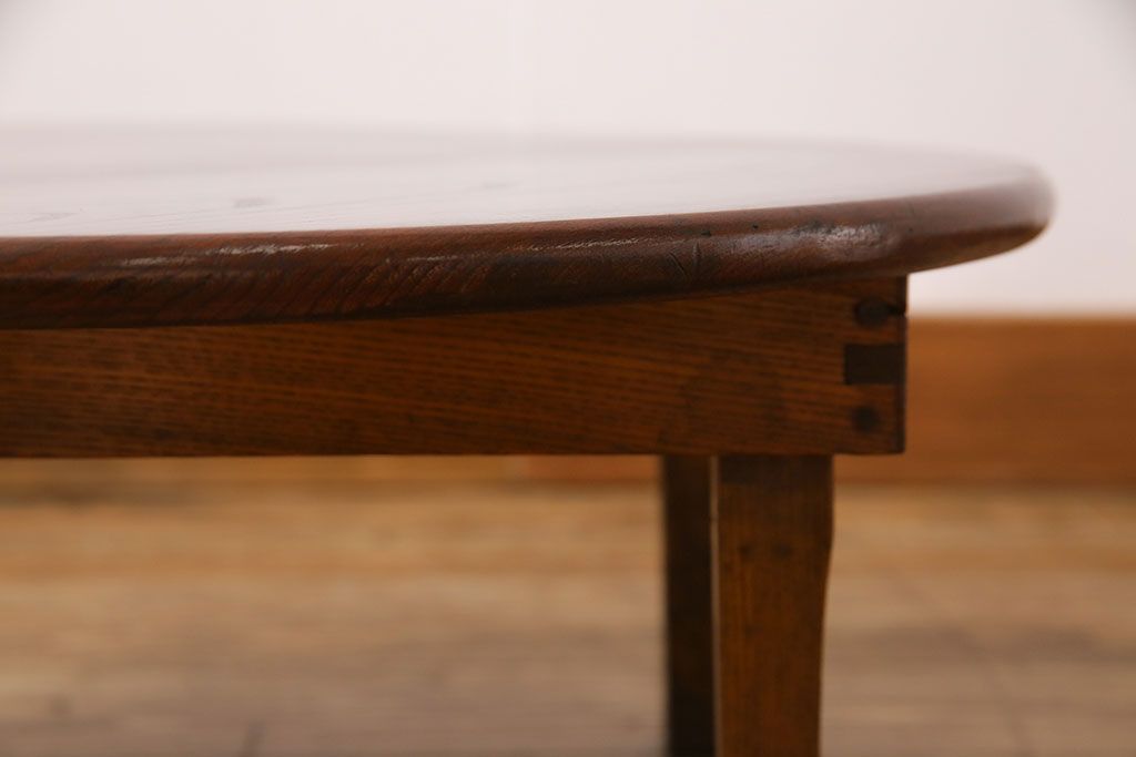 レトロ家具　昭和レトロ　栓材　深みのある色合いの丸ちゃぶ台(座卓、ローテーブル)