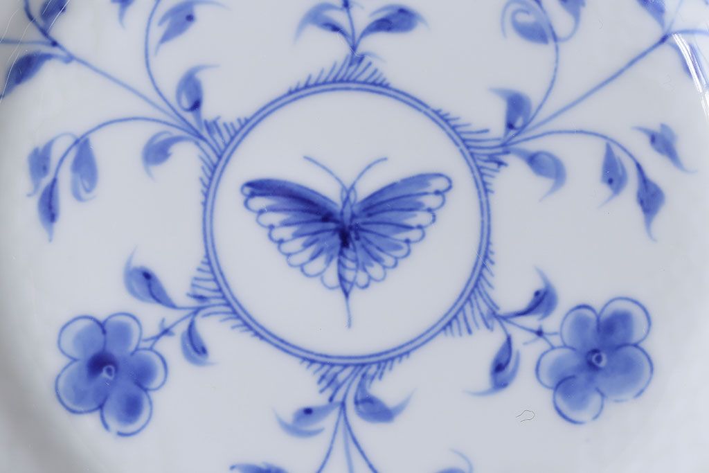 アンティーク雑貨　中古　B&G(ビング オー グレンダール)　コペンハーゲン　Butterfly(バタフライ)　17.5cmプレート2枚セット(洋食器)(2)
