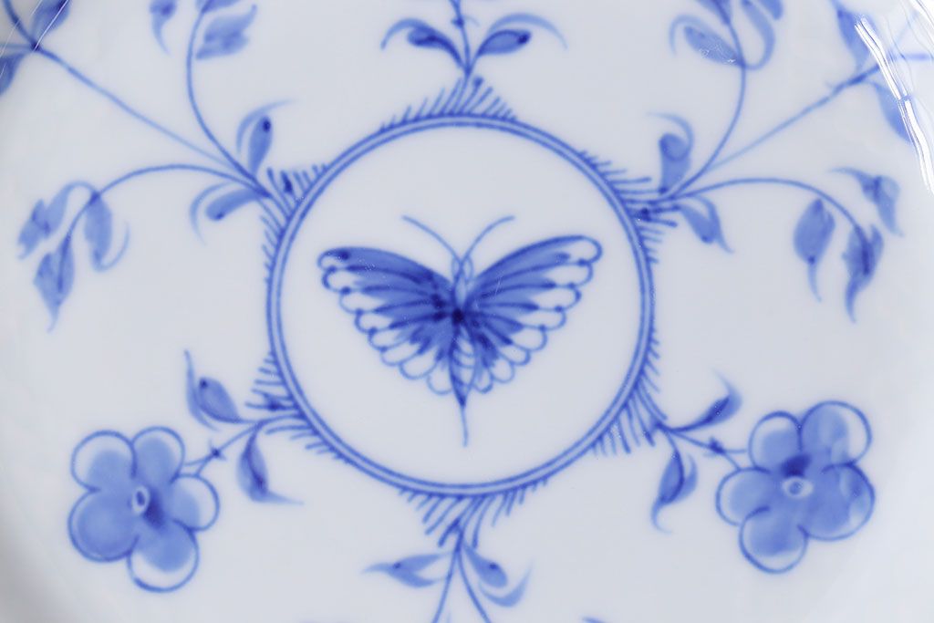 アンティーク雑貨　中古　B&G(ビング オー グレンダール)　コペンハーゲン　Butterfly(バタフライ)　17.5cmプレート2枚セット(洋食器)(3)