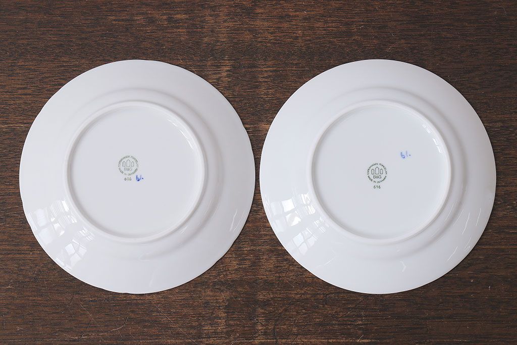 アンティーク雑貨　中古　B&G(ビング オー グレンダール)　コペンハーゲン　Butterfly(バタフライ)　17.5cmプレート2枚セット(洋食器)(3)
