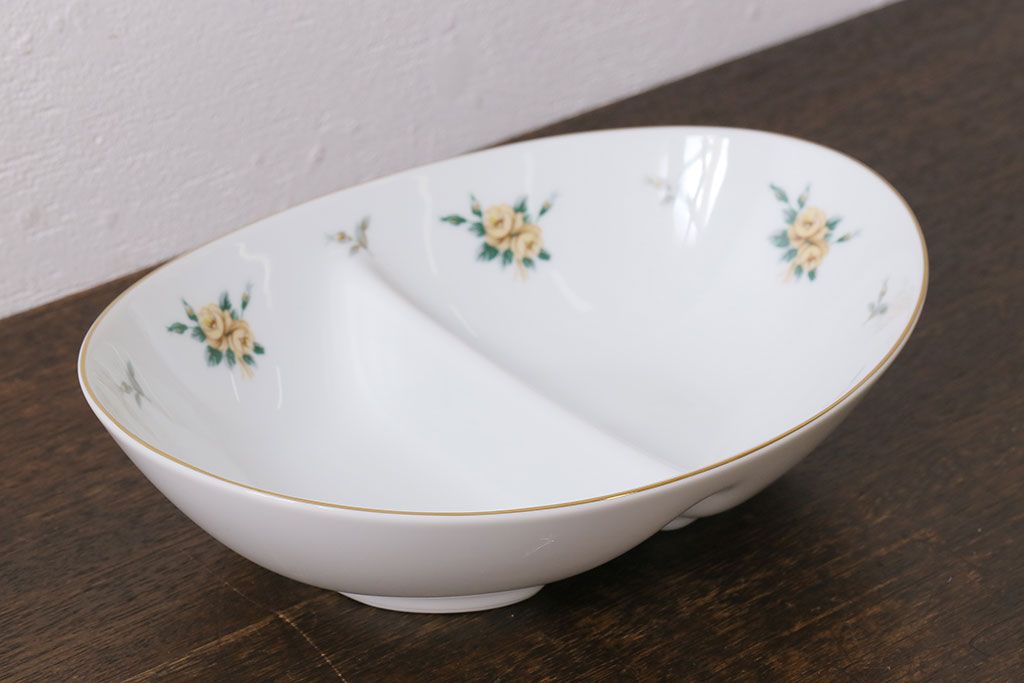 アンティーク雑貨　中古　ノリタケ(Noritake、則武)　上品なオーバルプレート(深皿、長皿)