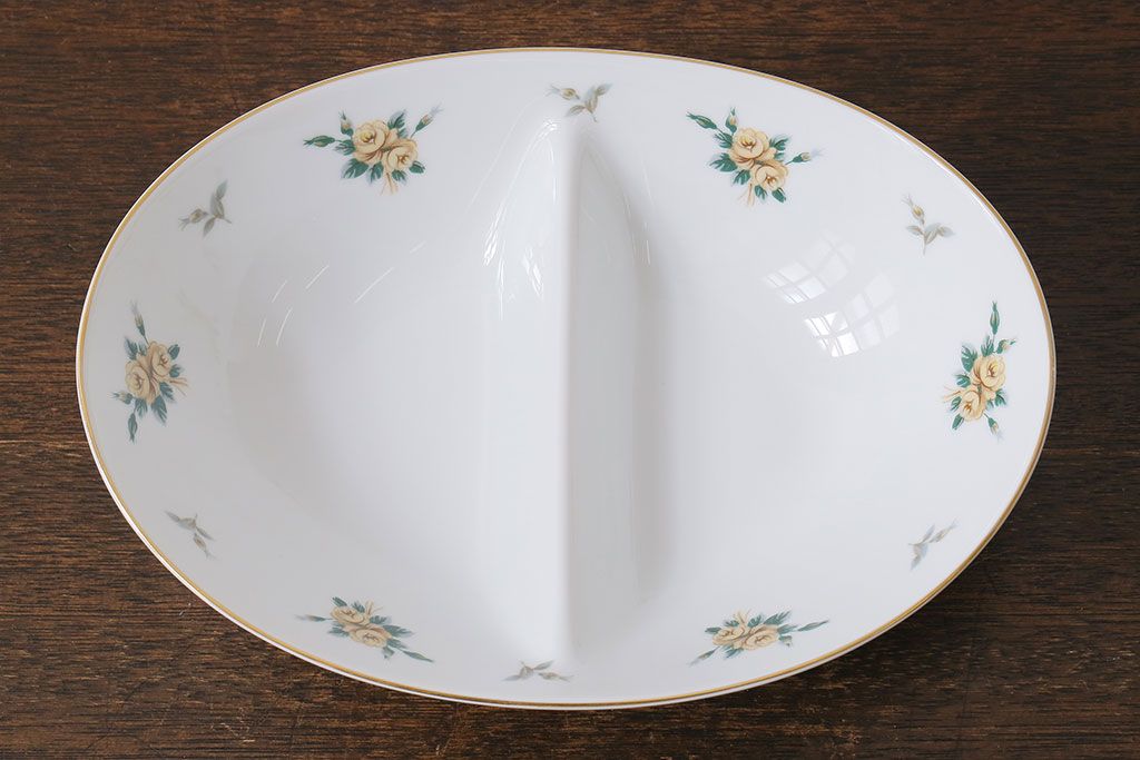 アンティーク雑貨　中古　ノリタケ(Noritake、則武)　上品なオーバルプレート(深皿、長皿)