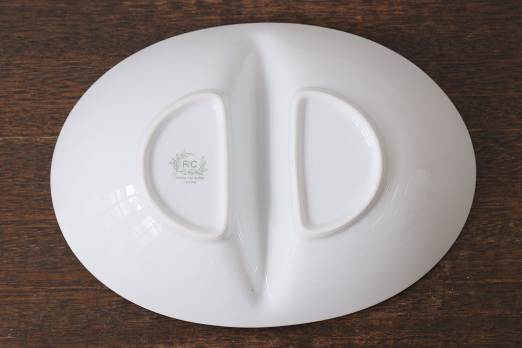 アンティーク雑貨　中古　ノリタケ(Noritake、則武)　上品なオーバルプレート(深皿、長皿)