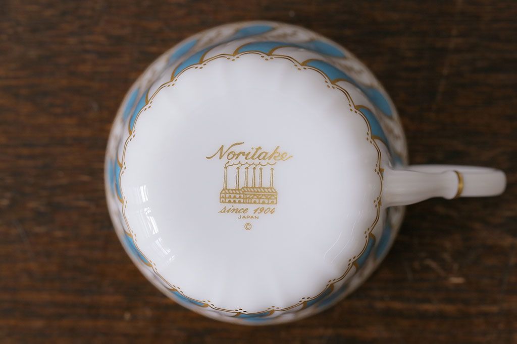 アンティーク雑貨　中古　ノリタケ(Noritake、則武)　ダイヤモンドコレクション印　カップ&ソーサー2客セット(洋食器)