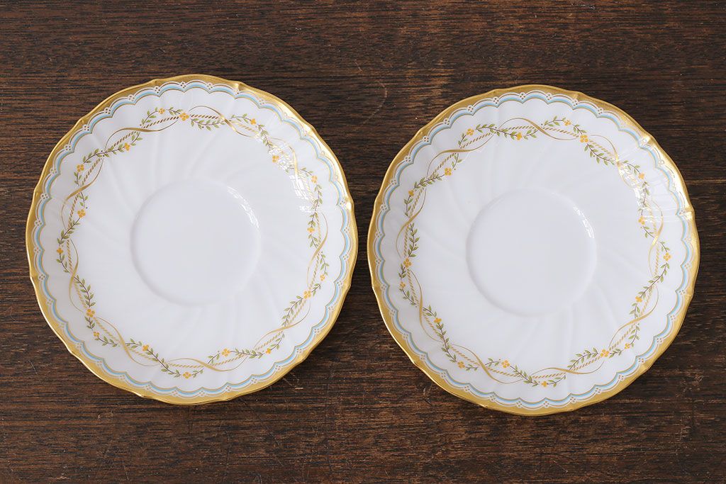 アンティーク雑貨　中古　ノリタケ(Noritake、則武)　ダイヤモンドコレクション印　カップ&ソーサー2客セット(洋食器)