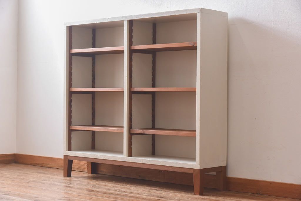 ペイント家具　ナチュラルなお部屋にぴったりな明るい色合いのオープンラック(陳列棚、本棚、ブックシェルフ)