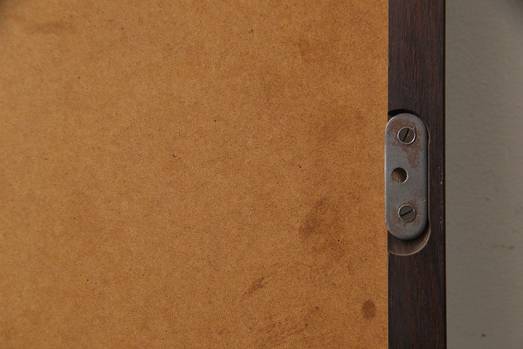 アンティーク雑貨　北欧ヴィンテージ　高級感のあるローズウッド材のウォールミラー(姿見、壁掛け鏡、ビンテージ)