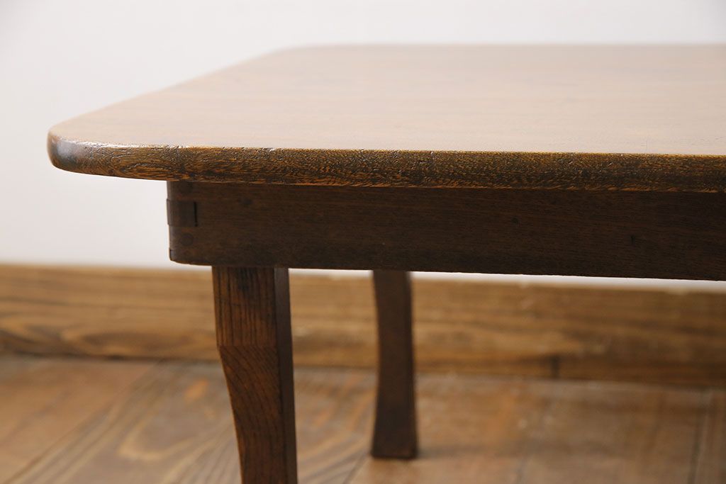 レトロ家具　昭和レトロ　栓材一枚板　懐かしさ漂う味わい深い風合いのちゃぶ台(座卓、折りたたみ机、ローテーブル)