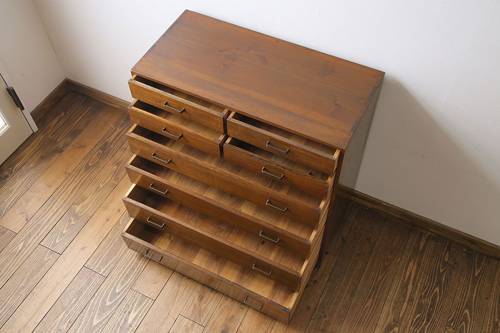 レトロ家具　昭和レトロ　小物の収納に使いやすいシンプルなチェスト(引き出し、サイドチェスト)
