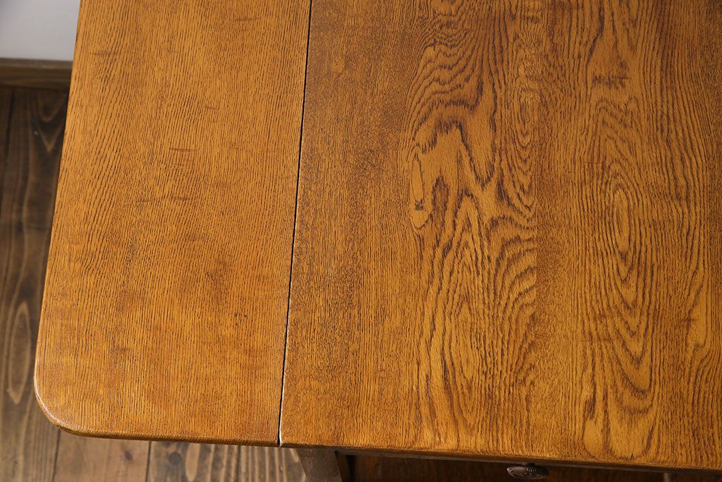 レトロ家具　イギリスビンテージ　オーク材　天板拡張式のレトロなトロリー(キッチンワゴン、サイドテーブル)