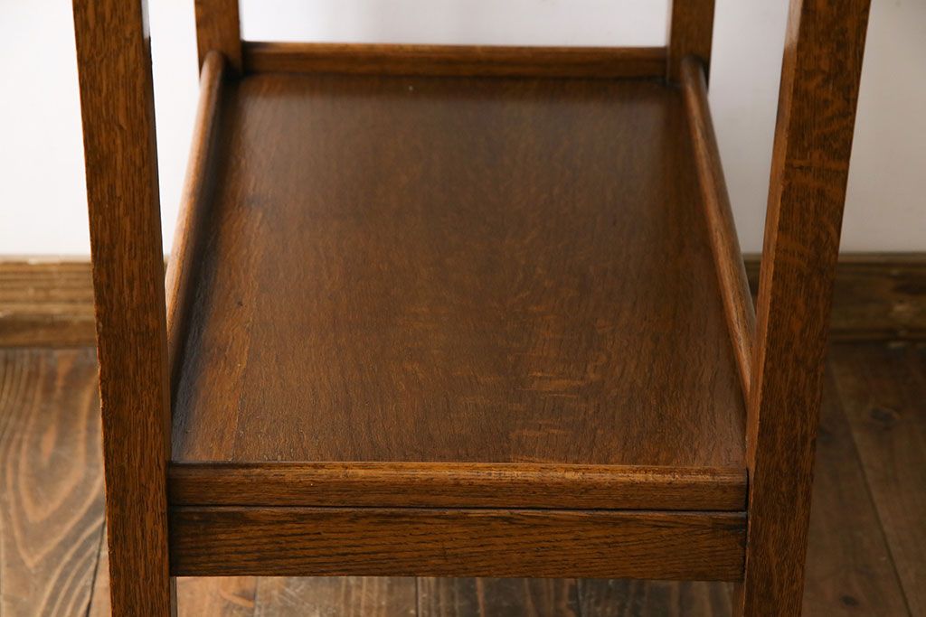 レトロ家具　イギリスビンテージ　オーク材　天板拡張式のレトロなトロリー(キッチンワゴン、サイドテーブル)