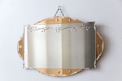 アンティーク雑貨　海外製　モダンなデザインがおしゃれなビンテージウォールミラー(鏡)