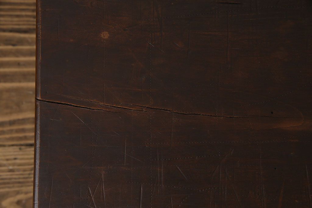 アンティーク雑貨　古民具・骨董　朴の木(ホオノキ)　落ち着いた深い色味の裁ち板(作業台、テーブル、ローボード、花台)(2)