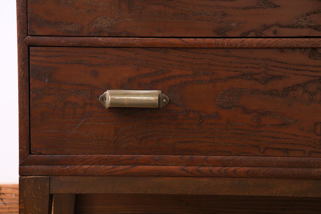 アンティーク家具　昭和初期　栓材　上品な意匠のローチェスト(ローボード、サイドボード、引き出し)(1)