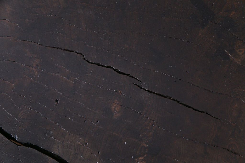 アンティーク雑貨　リメイク　ケヤキ一枚板　古材を使った味わいある鉄脚テーブル(ちゃぶ台、座卓、花台)