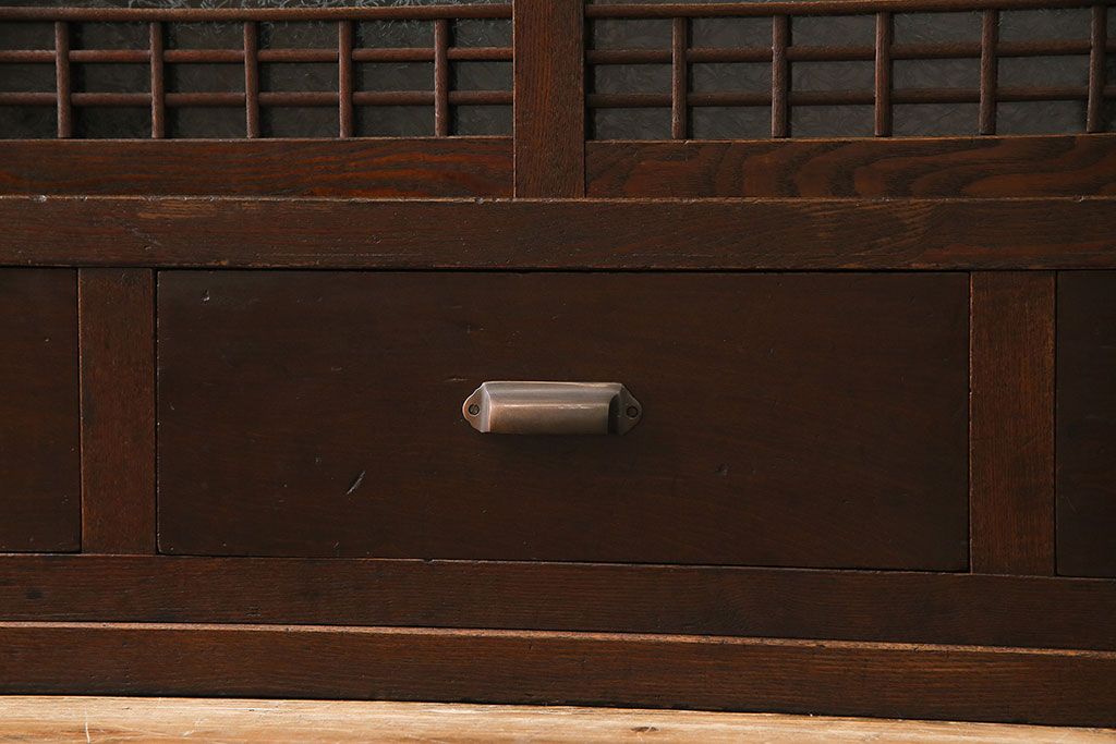 レトロ家具　大正ロマン　レトロガラスが味わい深いリメイクサイドボード(戸棚、収納棚)