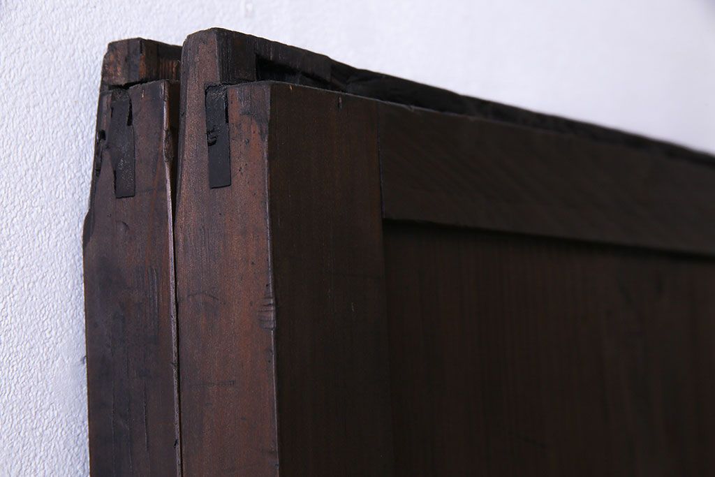 和製アンティーク　鋲が重厚感と渋さを醸し出す板戸(引き戸、建具)2枚セット(1)