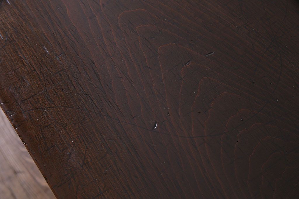 桂材一枚板　リメイク　味わいある古材を使用したアイアンサイドテーブル(作業台、飾り台、カフェテーブル)(2)