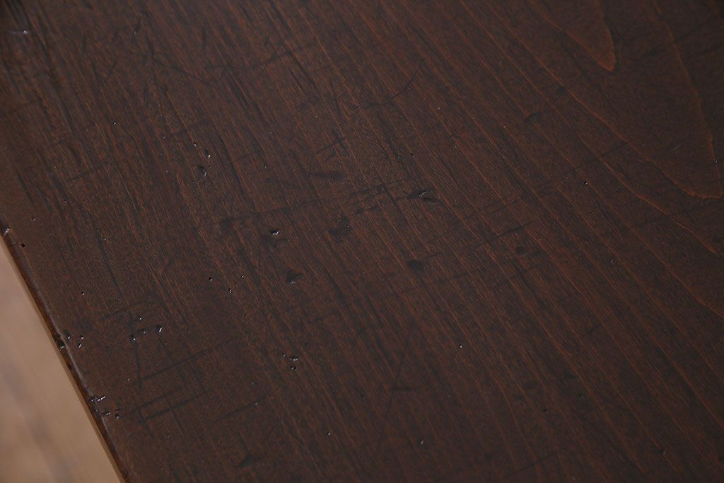 桂材一枚板　リメイク　味わいある古材を使用したアイアンサイドテーブル(作業台、飾り台、カフェテーブル)(2)