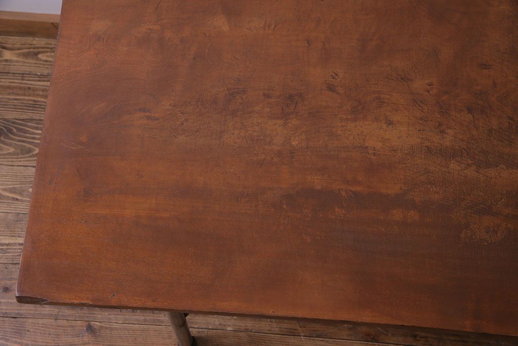 ジャンク品　古い麺打ち台をリメイクした鉄脚付き作業台(鉄脚テーブル)