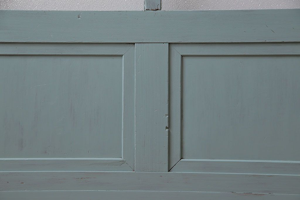 アンティーク建具　昭和初期　色ガラス・当時物ダイヤガラス入り!　シャビーな雰囲気が可愛いらしいペイントガラス戸2枚セット(2)
