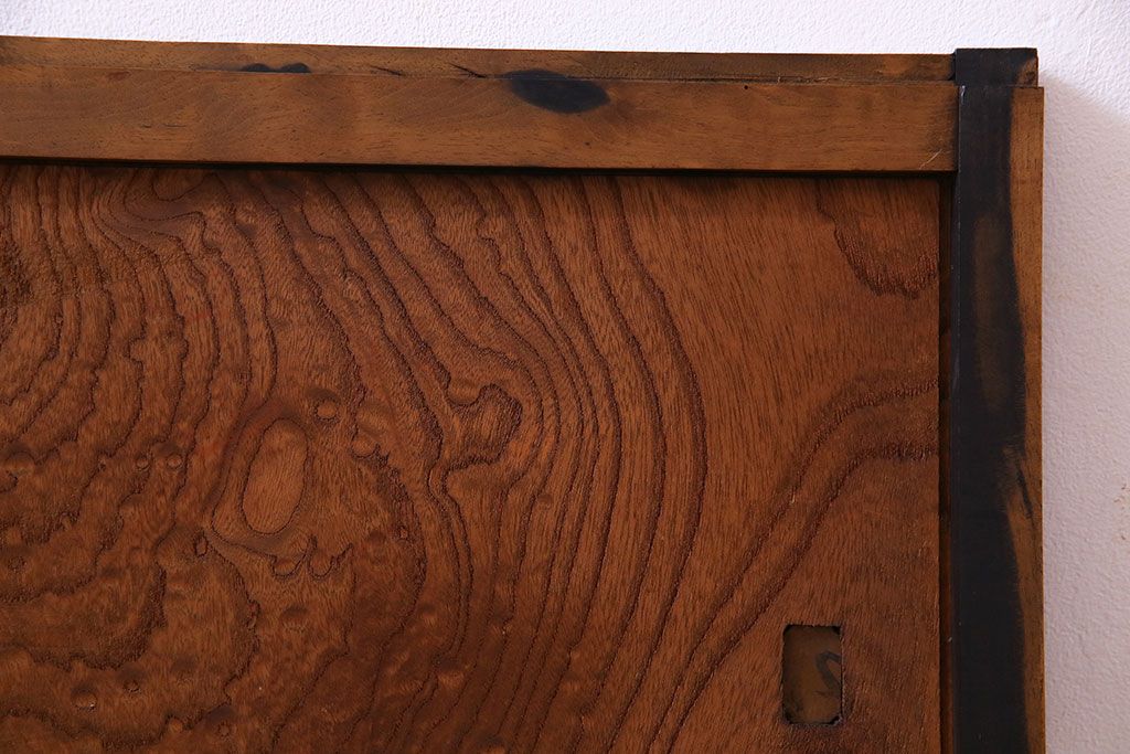 高級品!　ケヤキ玉杢・黒柿　総無垢材　贅沢な作りの板戸(引き戸、引違戸)4枚セット