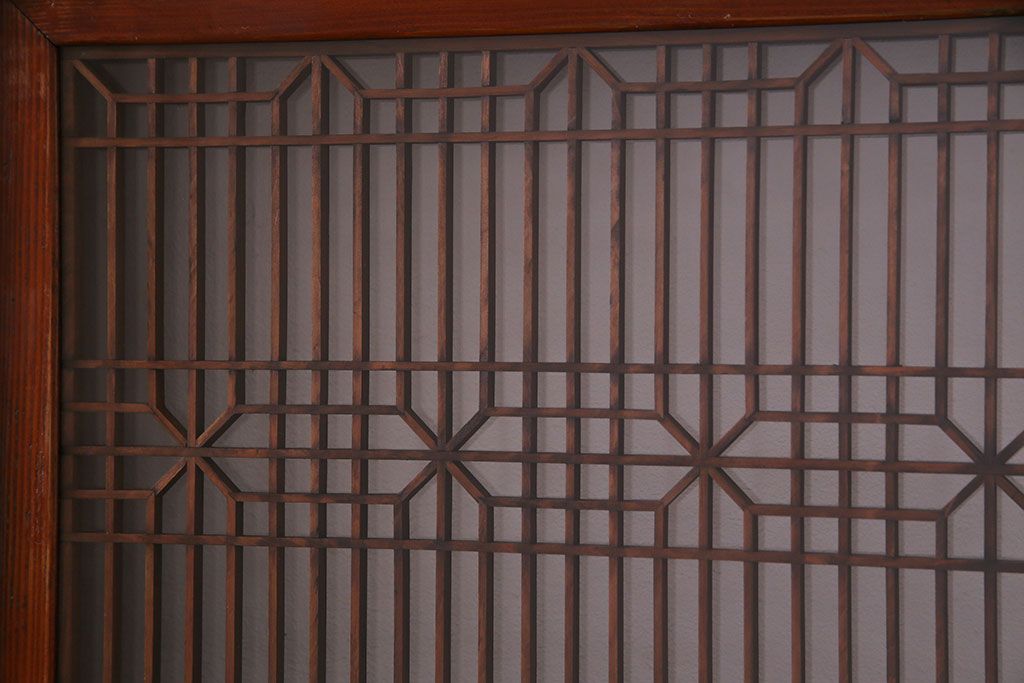 昭和期　襖が目を引く上質な組子帯戸(ガラス帯戸、引き戸、間仕切り、襖、建具)4枚セット