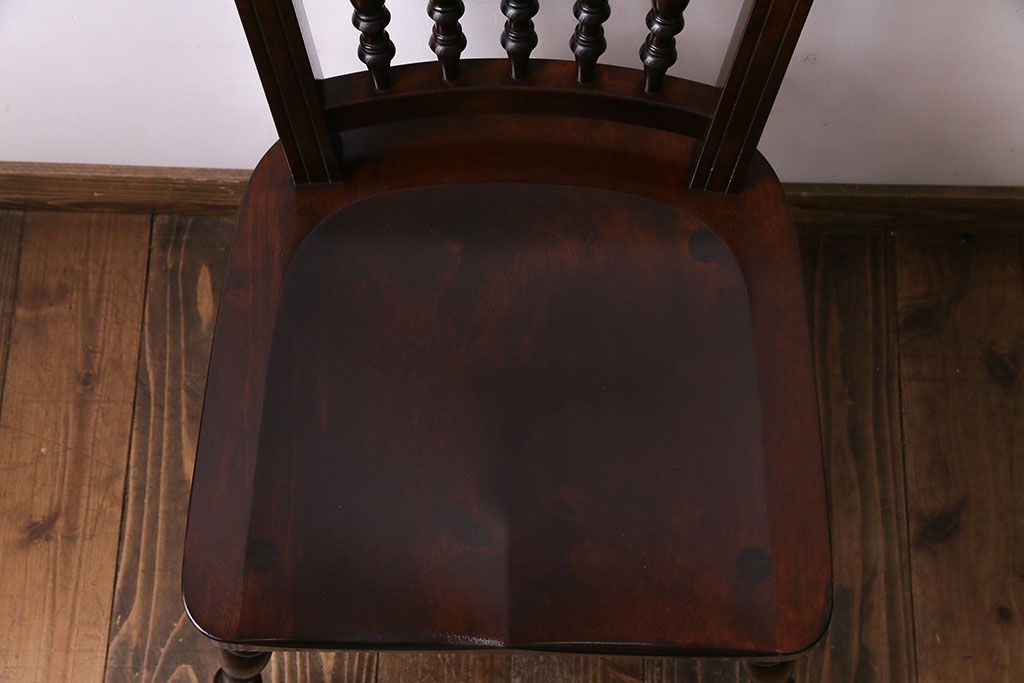 中古　松本民芸家具　#1　アンティーク調にも馴染む安川式スピンドルチェア(ダイニングチェア)(2)