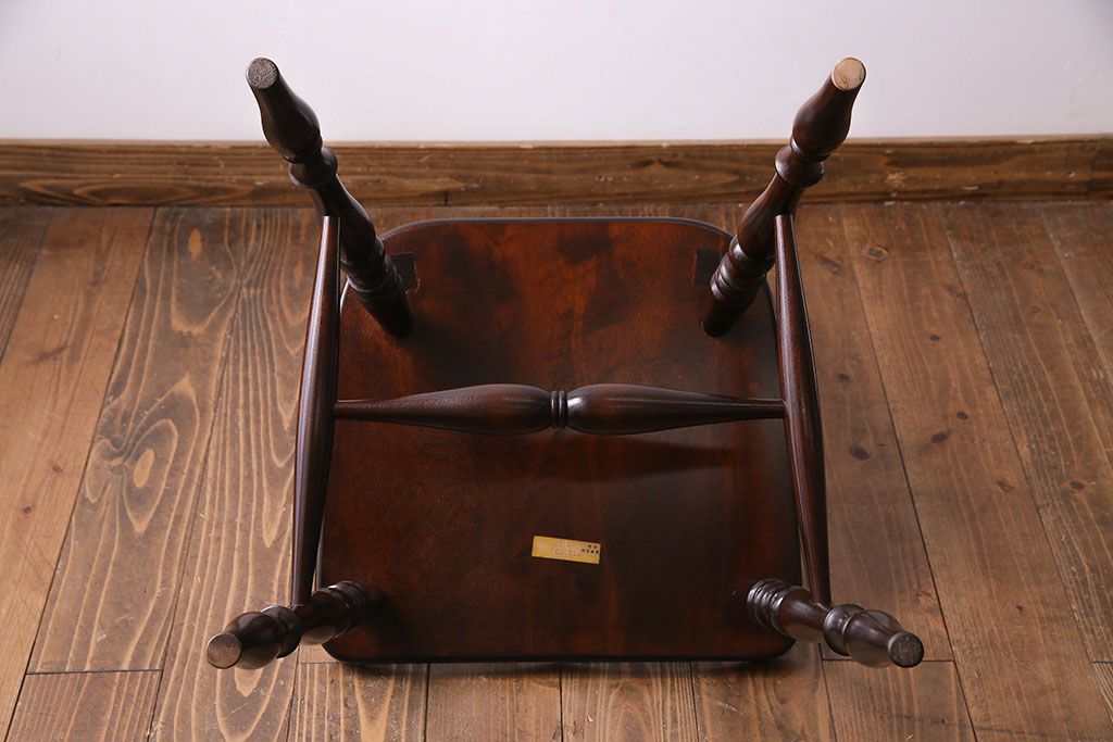 中古　松本民芸家具　#1　アンティーク調にも馴染む安川式スピンドルチェア(ダイニングチェア)(2)