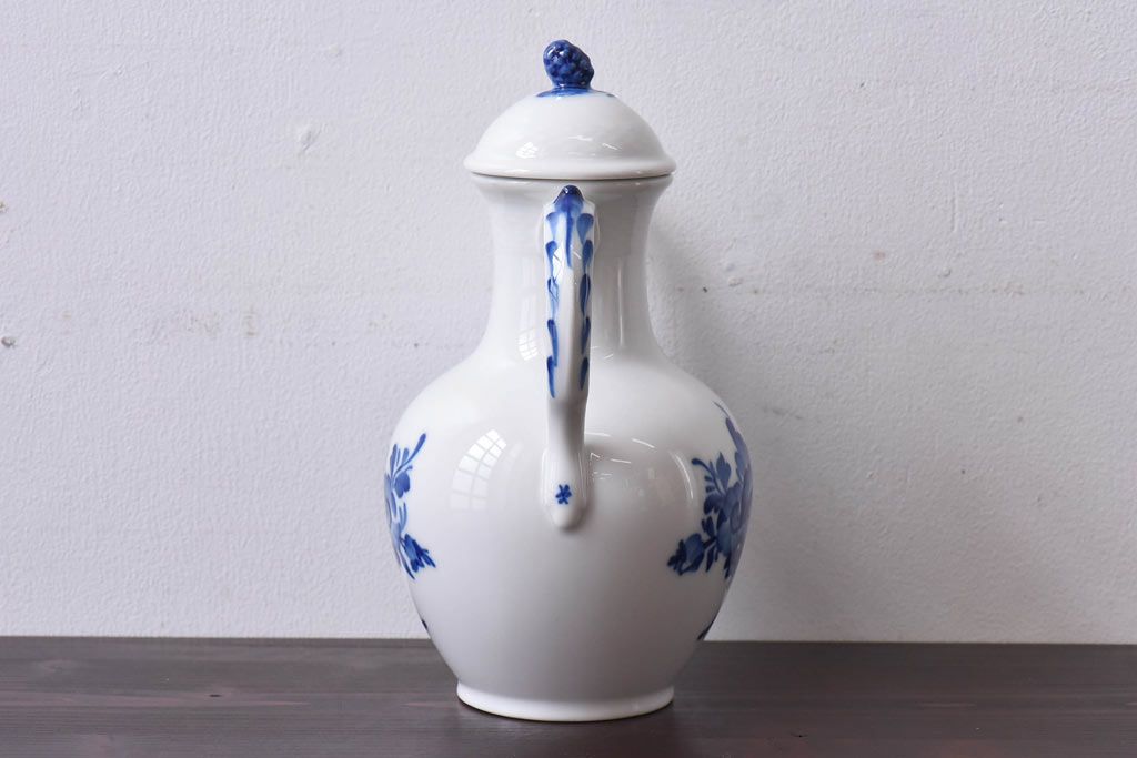 アンティーク雑貨　中古　ROYAL COPENHAGEN(ロイヤルコペンハーゲン)　ブルーフラワー　プレイン　コーヒーポット(ピッチャー、洋食器)(2)